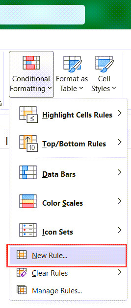 Nhấp vào tùy chọn New Rule