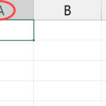 Ô A1 được chọn trong giao diện Excel với ký hiệu cột chữ và hàng số
