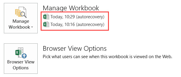 Recover Previous Versions of the Excel file