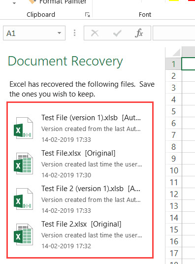 Recover Unsaved Files in Excel - Document Recovery