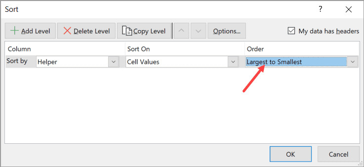 Select Largest to Smallest sorting