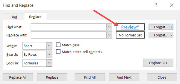 Selecting a cell with hyperlink will change the preview