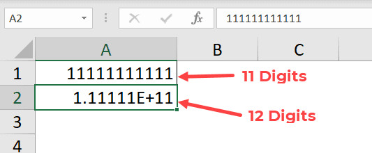 Số có 12 chữ số bị chuyển sang dạng số mũ
