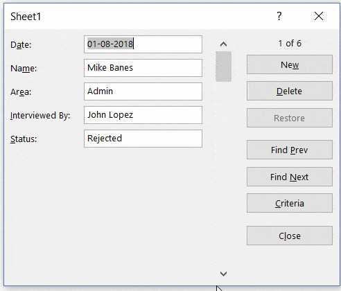 Sử dụng thanh cuộn để duyệt qua các bản ghi trong Form