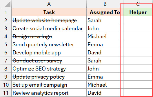 Tạo cột phụ bên cạnh vùng dữ liệu chính