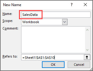 Tạo vùng đặt tên mới bằng cách nhập tên