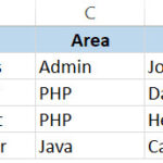 Tập dữ liệu mẫu dùng cho form nhập liệu trong Excel với các cột thông tin ứng viên