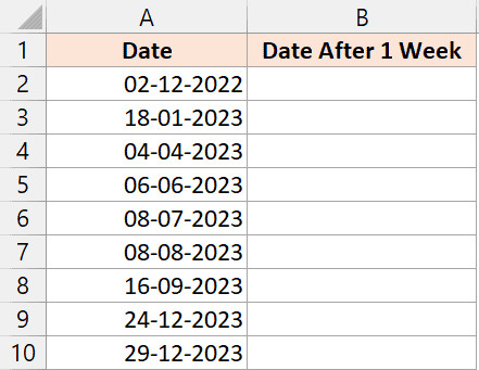 Tập dữ liệu ngày tháng cần xử lý trong Excel