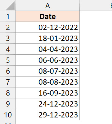 Tập dữ liệu ngày tháng chuẩn bị để cộng thêm tuần