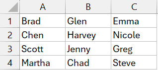 Tập dữ liệu ví dụ để chuyển đổi nhiều hàng thành một cột