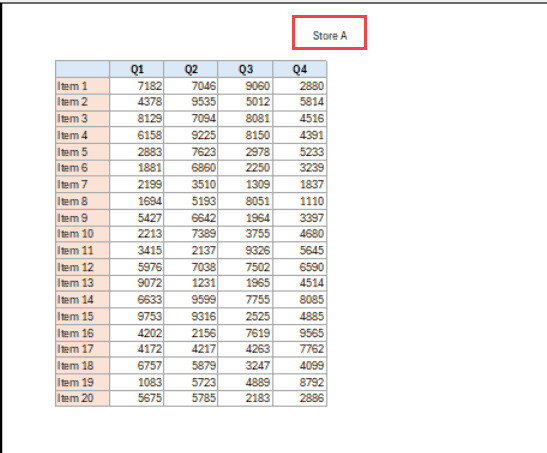 Tên sheet xuất hiện trong chế độ xem trước khi in ở phần header