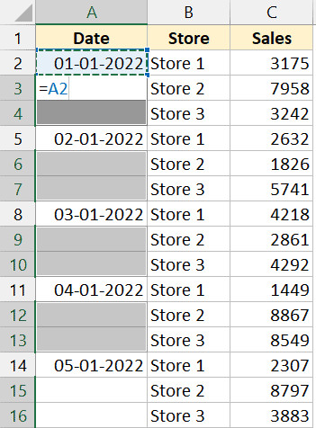 Tham chiếu đến ô phía trên