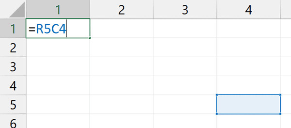 Tham chiếu đến ô R5C4 sử dụng ký hiệu R1C1