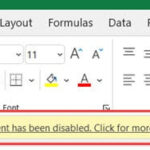 Thanh cảnh báo bảo mật màu vàng yêu cầu bật macro trong Excel