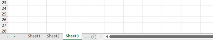 Thanh cuộn ngang quá dài che mất các thẻ Sheet