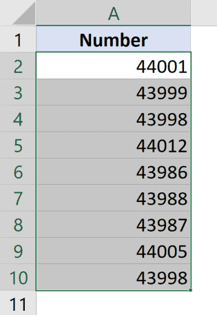 Thao tác chọn vùng dữ liệu số cần chuyển đổi
