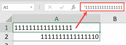 Thêm dấu nháy đơn để chuyển số thành văn bản