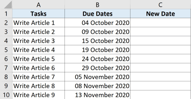 Thêm số ngày cố định bằng công thức đơn giản