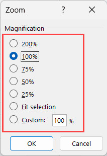 Thiết lập mức độ phóng đại theo ý muốn