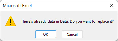 Thông báo lỗi khi vùng dữ liệu đích không trống