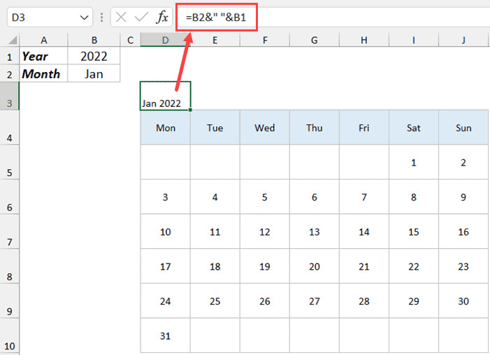 Tiêu đề lịch được tạo tự động từ dữ liệu đầu vào