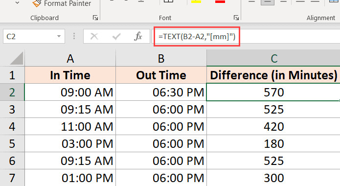 Tính phút bằng hàm TEXT