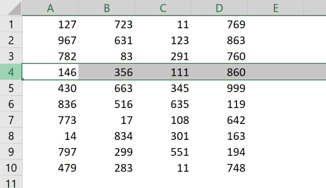Toàn bộ hàng đã được chọn và bôi đen