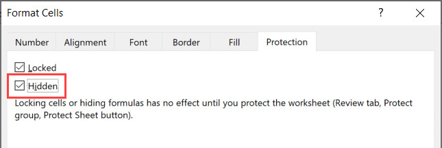 Tùy chọn Hidden để ẩn công thức khỏi thanh Formula Bar