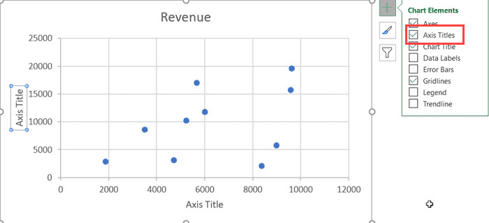 Tùy chọn hiển thị tiêu đề trục được tích chọn