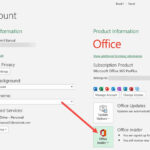 Tùy chọn Office Insider trong phần Tài khoản Excel