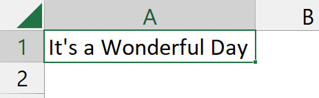 Văn bản đầy đủ trong ô A1 trước khi xử lý