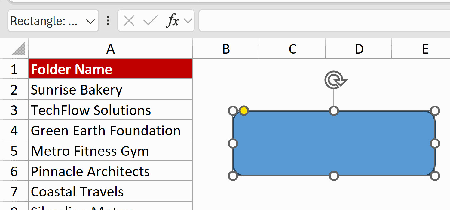 Vẽ một hình chữ nhật lên bảng tính Excel để làm nút bấm
