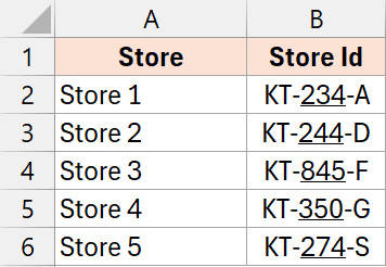 Ví dụ về việc gạch chân một phần văn bản cụ thể trong chuỗi mã số