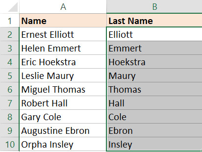 You get the last names only using Find and Replace