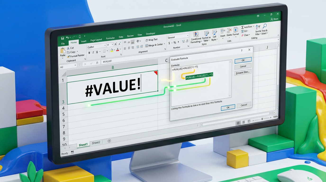 Lỗi #VALUE! thường gặp khi viết sai ngoặc hàm logic và công cụ Evaluate Formula