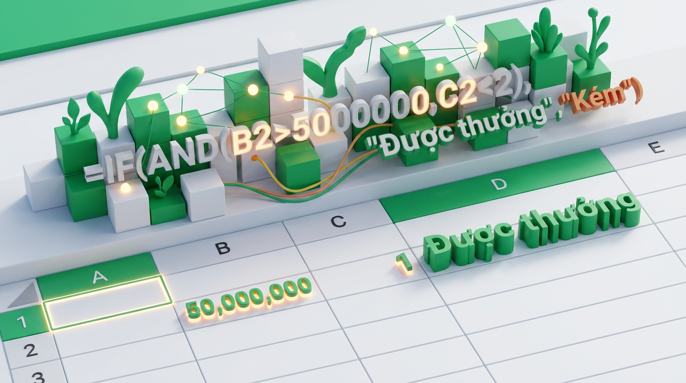 Cấu trúc và ví dụ hàm IF kết hợp toán tử AND trong Excel